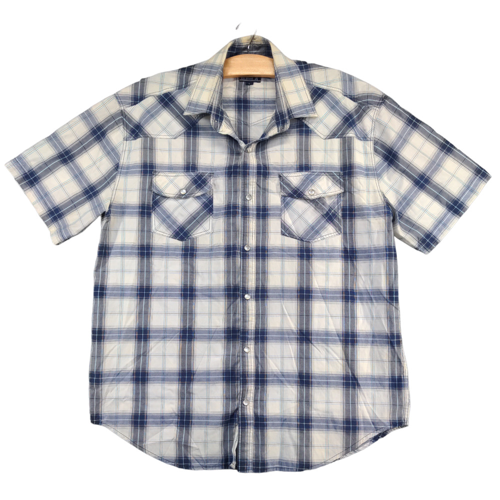 RK Brand Men's Western Snap Shirt Multi Large Short Sleeve Plaid Pockets